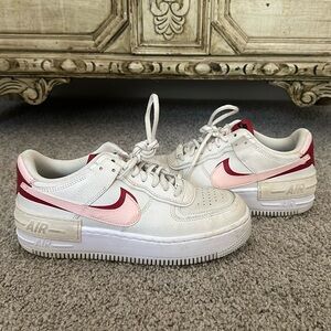 Nike Air Force Ones Shadow Pink/Red/Cream, Size 8.5, Barely worn, Good condition